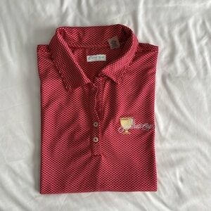PGA President's Cup Red White Print Performance Polo Short Sleeve